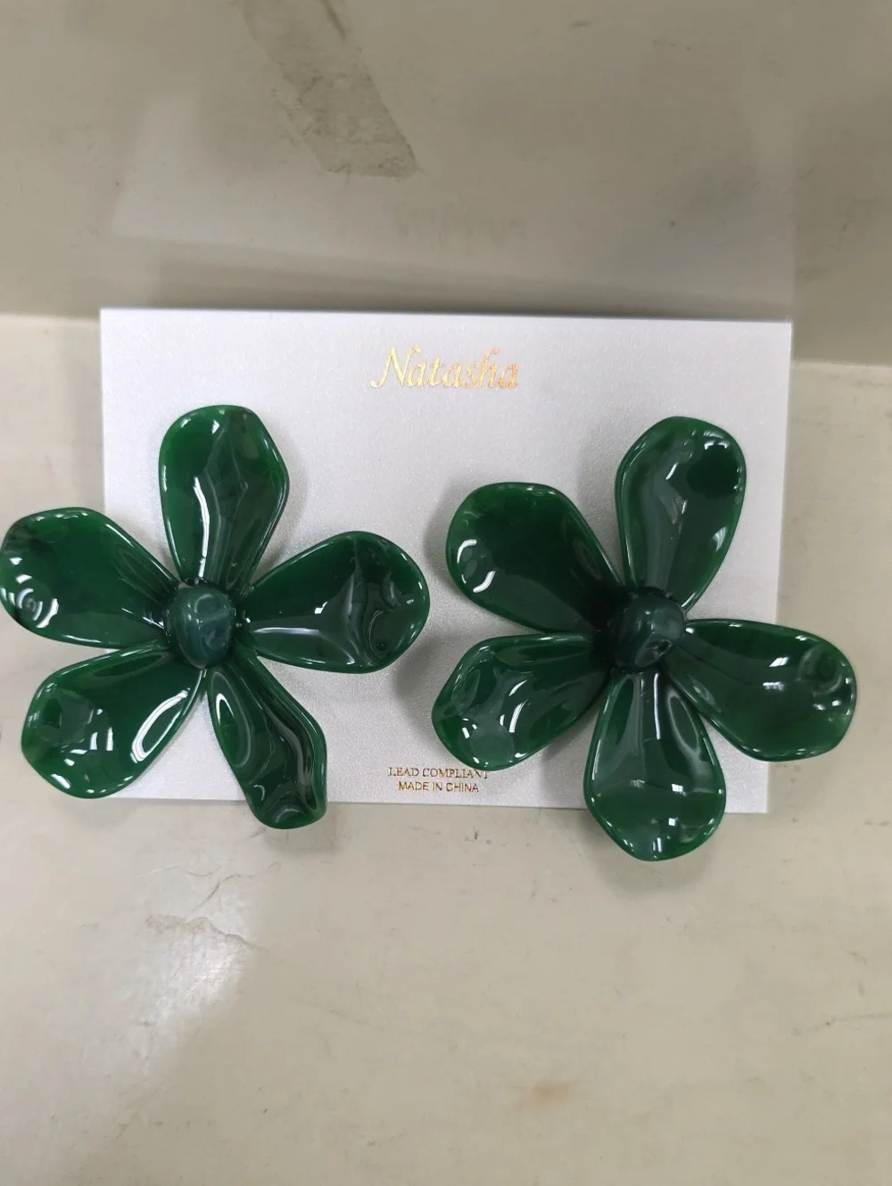 Natasha Couture Emerald Green Floral Earrings